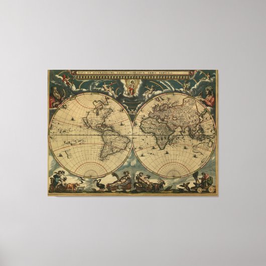 Toile Carte du monde antique par Joan Blaeu, vers 1664 (Recto)