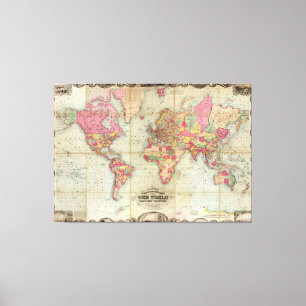 Toile Carte du monde antique par John Colton, vers 1854