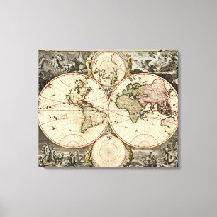 Toile Carte du monde antique par Nicolao Visscher, vers 