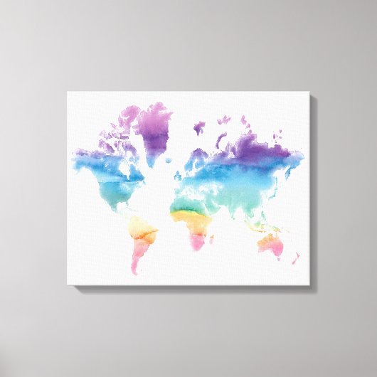 Toile Carte du monde aquarelle (Recto)