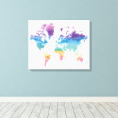 Toile Carte du monde aquarelle (Insitu (Plancher de Bois))