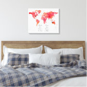 Toile Carte du monde aquarelle Relation longue distance (Insitu(Chambre))