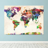 Toile Carte du monde Aquarelle urbaine (Insitu (Plancher de Bois))