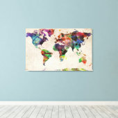 Toile Carte du monde Aquarelle urbaine (Insitu (Plancher de Bois))