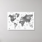 Toile Carte du monde Art noir blanc Nautique (Recto)