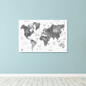 Toile Carte du monde Art noir blanc Nautique (Insitu (Plancher de Bois))