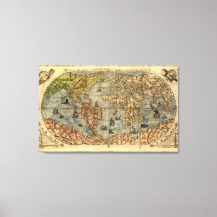 Toile Carte du monde Atlas historique Vintage