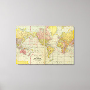 Toile Carte du monde avec voies de navigation