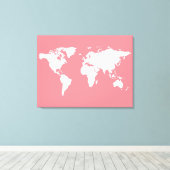 Toile carte du monde blanche sur rose (Insitu (Plancher de Bois))