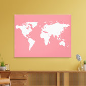 Toile carte du monde blanche sur rose (Insitu(Salon))