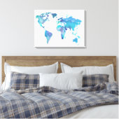 Toile Carte du monde bleu aquarelle (Insitu(Chambre))