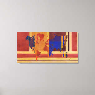 Toile Carte du monde carré avec lignes