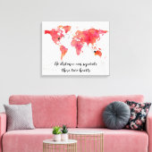 Toile Carte du monde d'aquarelle 2 Coeurs connectés (Insitu(Salon))