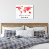 Toile Carte du monde d'aquarelle 2 Coeurs connectés (Insitu(Chambre))