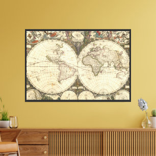 Toile Carte du monde de 1660 par Frederick de Wit