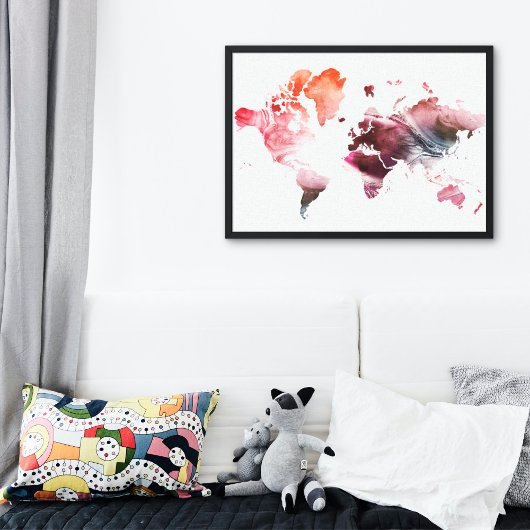 Toile Carte du monde de l'aquarelle moderne