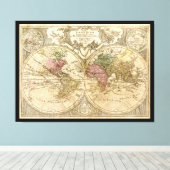 Toile Carte du monde de Mappa Totius Mundi (1775) (Insitu (Plancher de Bois))