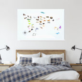Toile Carte du monde des animaux pour enfants (Insitu(Chambre))