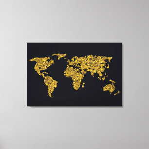 Toile Carte du monde des points d'or