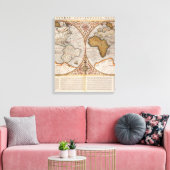 Toile Carte du monde double hémisphère, 1587 (Insitu(Salon))
