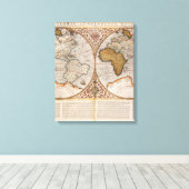 Toile Carte du monde double hémisphère, 1587 (Insitu (Plancher de Bois))