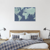 Toile Carte du monde du lin bleu (Insitu(Chambre))