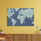 Toile Carte du monde du lin bleu (Insitu(Salon))