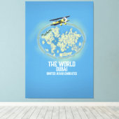 Toile Carte du monde Dubaï Émirats arabes unis (Insitu (Plancher de Bois))