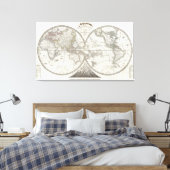Toile Carte du monde en 2 hémisphères (Insitu(Chambre))