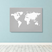 Toile carte du monde en blanc gris (Insitu (Plancher de Bois))