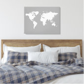 Toile carte du monde en blanc gris (Insitu(Chambre))
