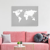 Toile carte du monde en blanc gris (Insitu(Salon))