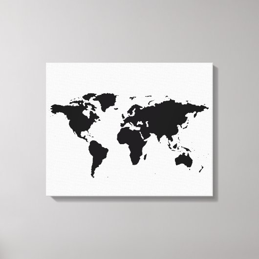 Toile carte du monde en noir blanc (Recto)