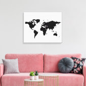 Toile carte du monde en noir blanc (Insitu(Salon))