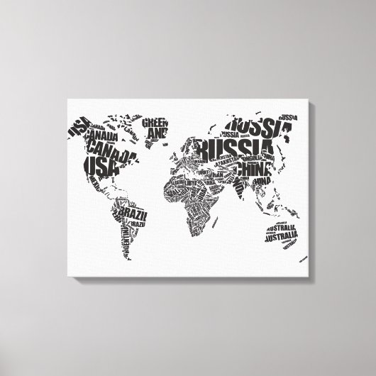 Toile Carte du monde en typographie (Recto)