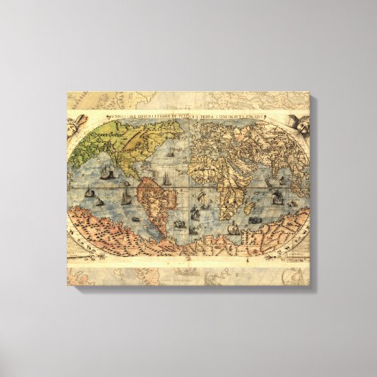 Toile Carte du monde Forlani Antiquev 1565 Renaissance (Recto)