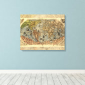Toile Carte du monde Forlani Antiquev 1565 Renaissance (Insitu (Plancher de Bois))
