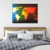 Toile Carte du monde jour et nuit (Insitu(Chambre))