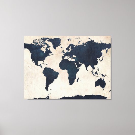 Toile Carte du monde marine en détresse (Recto)