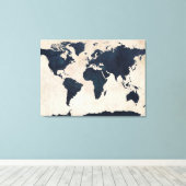 Toile Carte du monde marine en détresse (Insitu (Plancher de Bois))