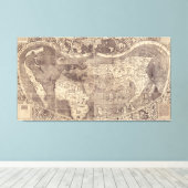 Toile Carte du monde Martin Waldseemuller 1507 (Insitu (Plancher de Bois))