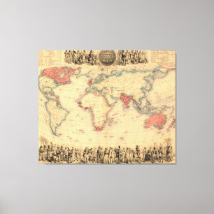 Toile Carte du monde montrant l'Empire Britannique