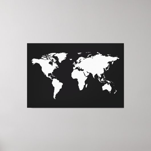 Toile carte du monde noir blanc (Recto)