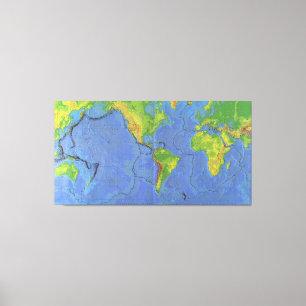 Toile Carte du monde physique 1994 - Plaques tectoniques