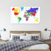 Toile Carte du monde politique coloré (Insitu(Chambre))