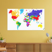 Toile Carte du monde politique coloré (Insitu(Salon))