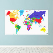 Toile Carte du monde politique coloré (Insitu (Plancher de Bois))
