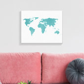 Toile Carte du monde profond turquoise (Insitu(Salon))