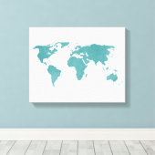 Toile Carte du monde profond turquoise (Insitu (Plancher de Bois))