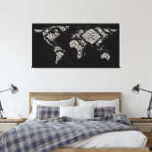 Toile Carte du monde Silhouette - Motif Mandala 02 (Insitu(Chambre))